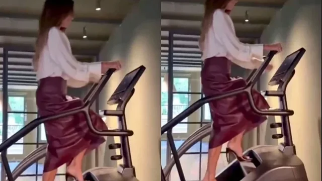 Victoria Beckham nuk heq dorë nga takat as gjatë stërvitjes, ushtron me taka 10 centimetra të larta